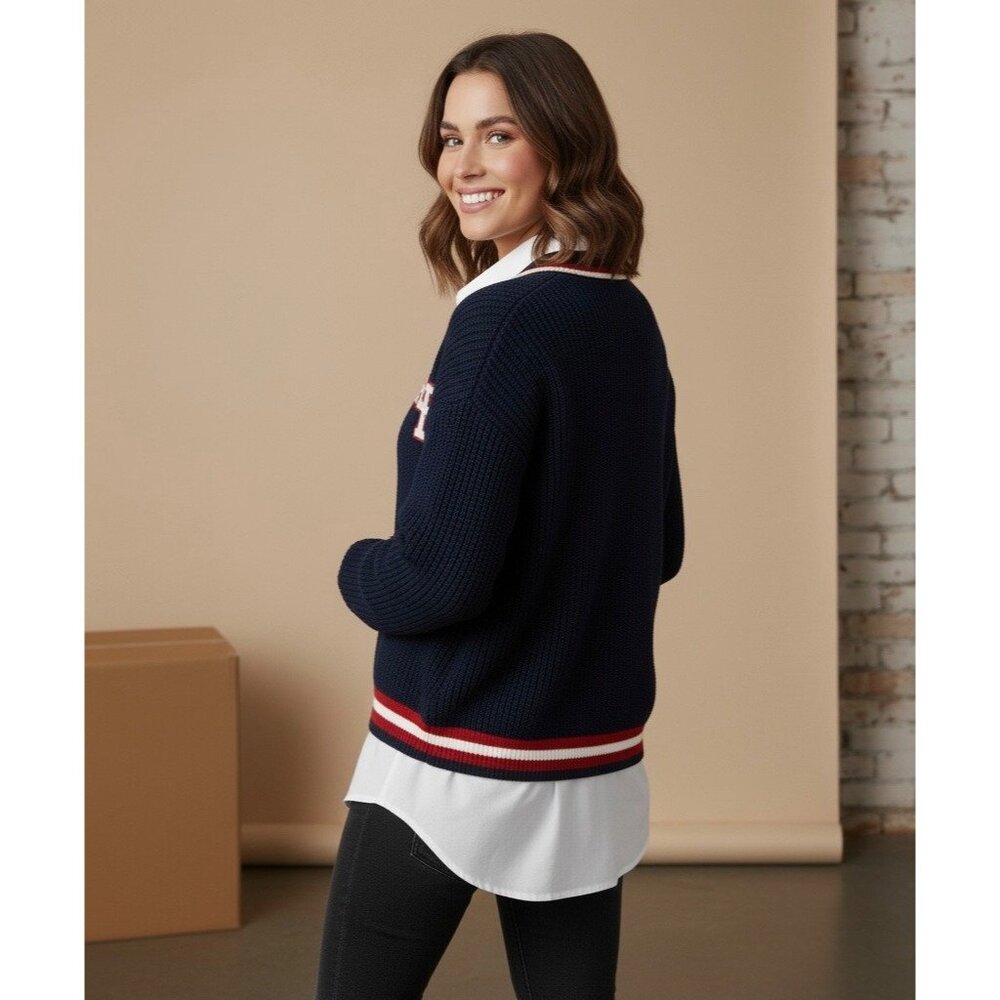 NWT American Eagle Cropped Letterman Cardigan Jacket • Y2K Preppy Collegiate S/M - Picture 10 of 16